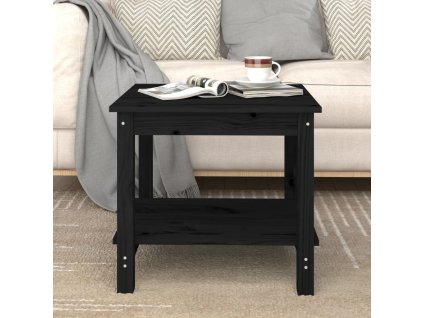 Konferenční stolek černý 50 x 50 x 45 cm masivní borové dřevo