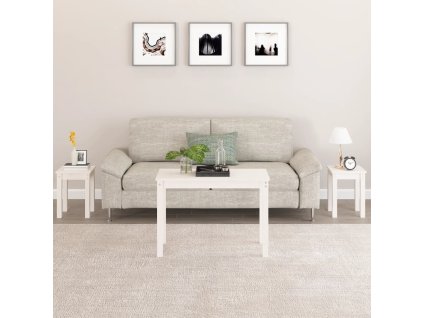 Hnízdové stolky 3 ks bílé masivní borové dřevo