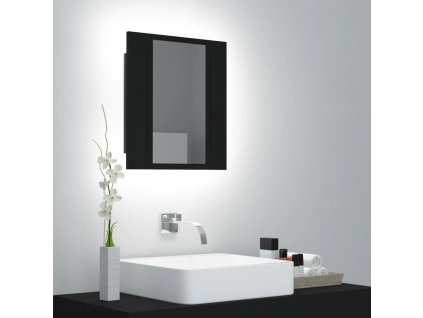LED koupelnová skříňka se zrcadlem černá 40 x 12 x 45 cm akryl
