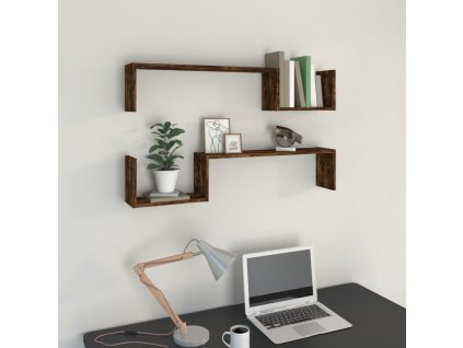 Nástěnné police 2 ks kouřový dub 100x15x20 cm kompozitní dřevo