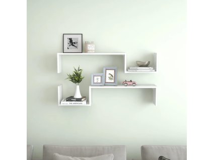 Nástěnné police 2 ks bílé lesklé 100x15x20 cm kompozitní dřevo