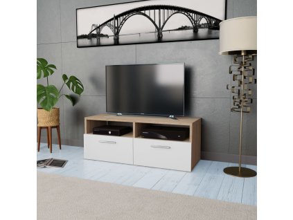 TV stolek kompozitní dřevo 95 x 35 x 36 cm dub a bílý