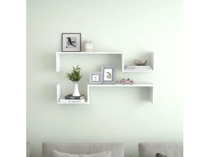 Nástěnné police 2 ks bílé 100 x 15 x 20 cm kompozitní dřevo