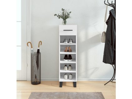 Botník bílý s vysokým leskem 30 x 35 x 105 cm kompozitní dřevo