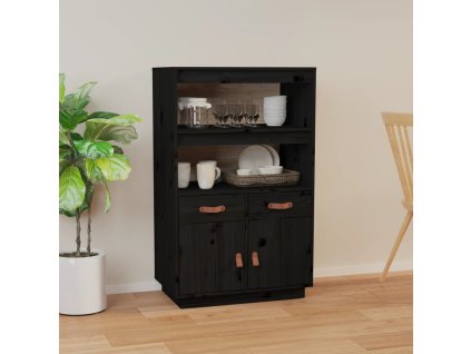Skříň highboard černá 67 x 40 x 108,5 cm masivní borové dřevo