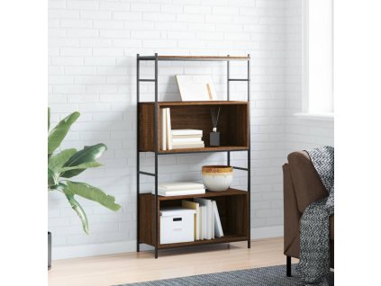 Knihovna hnědý dub 80 x 30 x 145,5 cm kompozitní dřevo a železo