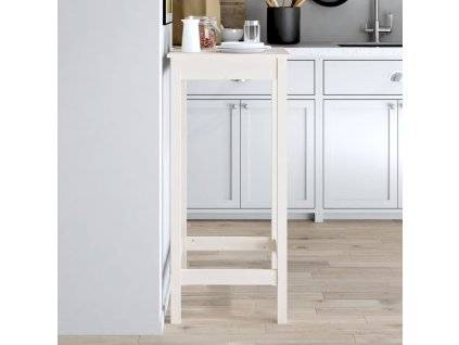 Barový stolek bílý 50 x 50 x 110 cm masivní borové dřevo