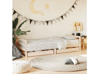 Dětská postel se zásuvkami 80 x 200 cm masivní borové dřevo