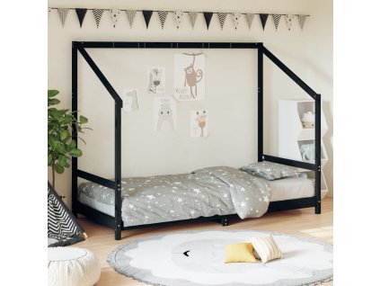 Dětská postel černá 90 x 190 cm masivní borové dřevo