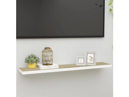 Plovoucí nástěnná police dub a bílá 120 x 23,5 x 3,8 cm MDF