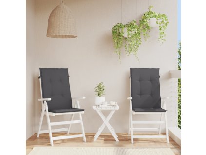 Podušky na židli vysoké opěradlo 2 ks antracitové 120x50x3 cm