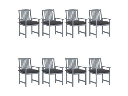 Zahradní židle s poduškami 8 ks masivní akáciové dřevo šedé