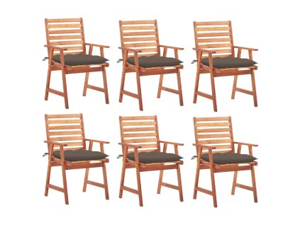Zahradní jídelní židle 6 ks s poduškami masivní akáciové dřevo