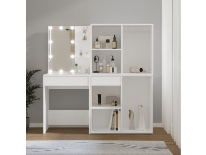 LED toaletní stolek se 2 skříňkami bílý kompozitní dřevo