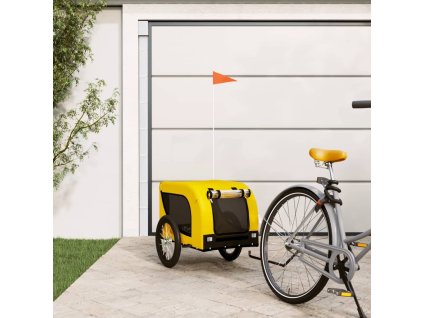 Vozík za kolo pro psa žlutý a černý oxfordská tkanina a železo