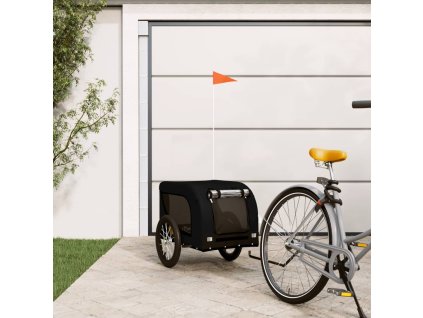 Vozík za kolo pro psa černý oxfordská tkanina a železo