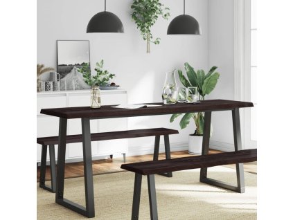 Stolní deska tmavě hnědá 180x50x(2-6)cm ošetřený dub živá hrana