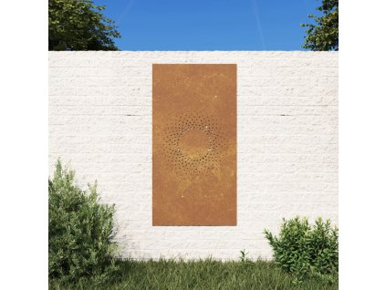 Zahradní nástěnná dekorace 105 x 55 cm cortenová ocel Slunce