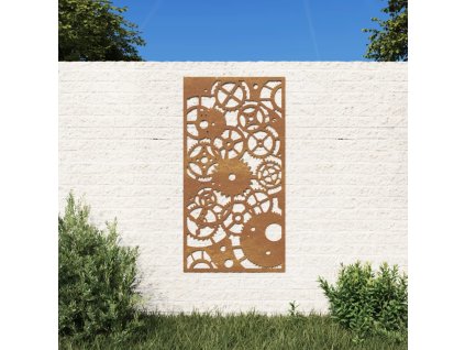 Zahradní nástěnná dekorace 105x55cm cortenová ocel Ozubené kolo
