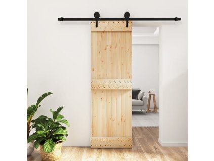 Posuvné dveře s kováním 70 x 210 cm masivní borové dřevo