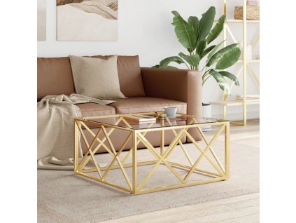 Konferenční stolek 80 x 80 x 40 cm nerezová ocel a sklo