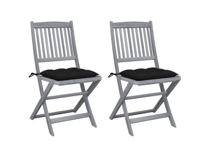 Skládací zahradní židle s poduškami 2 ks masivní akáciové dřevo