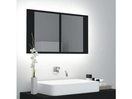 LED koupelnová skříňka se zrcadlem černá 80 x 12 x 45 cm akryl