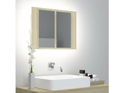LED koupelnové zrcadlo dub sonoma 60 x 12 x 45 cm akrylové
