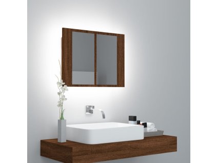 Zrcadlová skříňka s LED hnědý dub 60x12x45 cm kompozitní dřevo