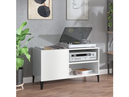 Skříňka na LP desky lesklá bílá 84,5x38x48 cm kompozitní dřevo