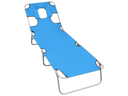 Skládací opalovací lehátko s podhlavníkem ocel tyrkysové