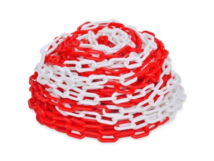 Výstražný plastový řetěz červenobílý