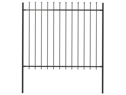Zahradní plot s kopím nahoře ocelový 181 x 150 cm černý