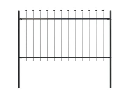 Zahradní plot s kopím nahoře ocelový 181 x 100 cm černý