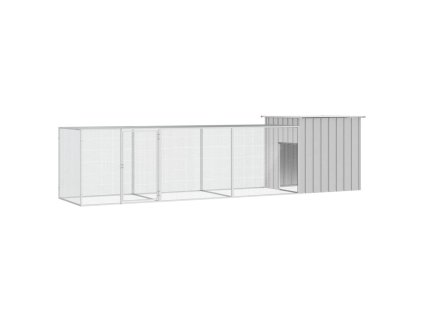 Klec pro kuřata šedá 400 x 91 x 100 cm pozinkovaná ocel