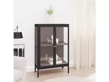 Příborník černý 75 x 35 x 105 cm ocel a sklo