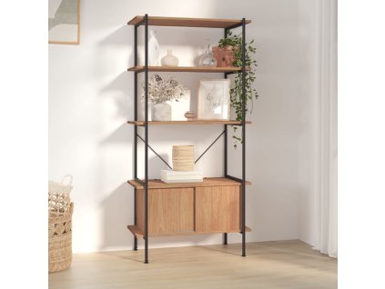 5patrový policový regál se skříňkou 80x40x163cm ocel a kompozit