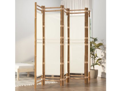 Skládací 5panelový paraván 200 cm bambus a plátno