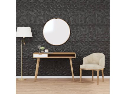 Nástěnné panely 48 ks černé 50 x 50 cm XPS 12 m² ametyst