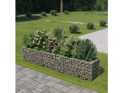 Gabionový vyvýšený záhon pozinkovaná ocel 270 x 50 x 50 cm