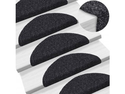 Schodové rohože samolepicí 5 ks 56 x 17 x 3 cm černé, půlkulaté