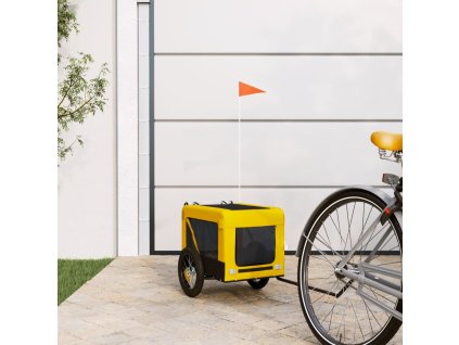 Vozík za kolo pro psa žlutý a černý oxfordská tkanina a železo