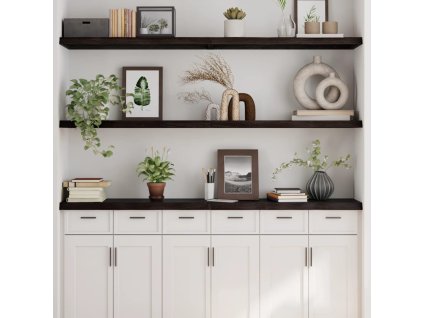 Nástěnná police tmavě hnědá 160x40x(2-4)cm ošetřený masivní dub