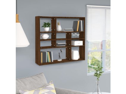 Nástěnná police hnědý dub 90 x 16 x 78 cm kompozitní dřevo