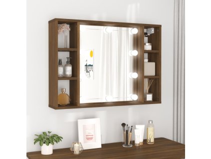 Zrcadlová skříňka s LED hnědý dub 76 x 15 x 55 cm