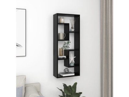 Nástěnná police černá 36 x16x90 cm kompozitní dřevo