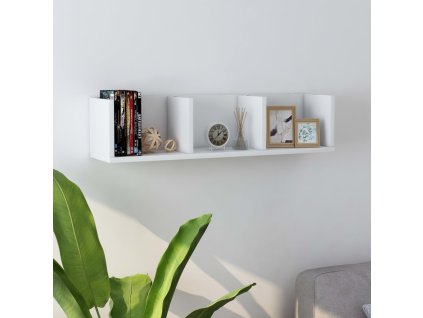 Nástěnná police na CD bílá 75x18x18 cm kompozitní dřevo