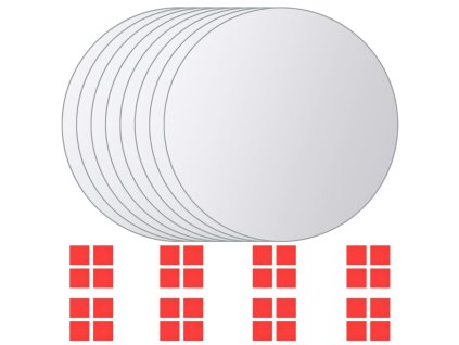 Zrcadlové dlaždice, 8 ks, kulaté, sklo