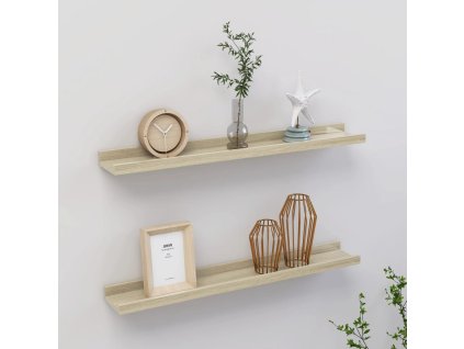 Nástěnné police 2 ks, dub sonoma, 60 x 9 x 3 cm