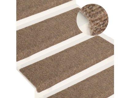 Schodové rohože samolepicí 15 ks 65 x 21 x 4 cm béžové s obdélníkovým okrajem